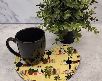 Heart Mug Rug: Handmade Cotton Coffee & Tea Mat