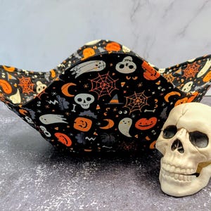 Halloween Treat Bowl, Handmade Gothic Fabric Candy Bowl, Perfect for Halloween Treats & Home Gothic Decor, Kids-Safe Design