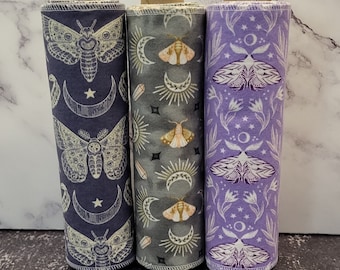 Lunar Moth Reusable 'Paper' Towels, Sold in Sets of 6 or 12, Halloween Gift for Her, Eco Friendly Home Goods, Witchy Kitchen Gift