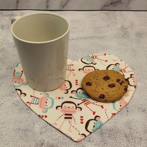 Heart Shaped Mug Rug, 8x9 Inches, Cotton, Ideal Coffee Snack Mat, Unique Handmade Gift