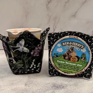 Luna Moth Ice Cream Pint Cozy: Handmade Quilted Fabric Cover