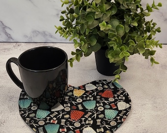 Mug Rug Heart Shaped, Perfect for Coffee & Snack, Handmade Gift for Tea Lovers