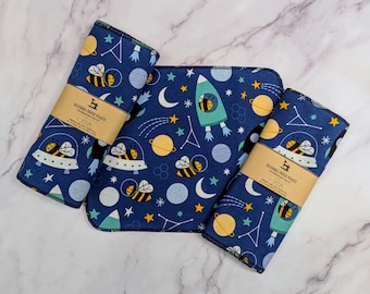 Honey Bees in Space Reusable Paper Towels, Eco Friendly Cloth Wipes