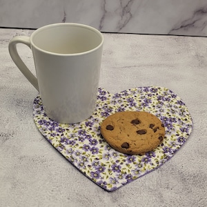 Heart Mug Rug: Handmade Cotton Coffee & Tea Snack Mat