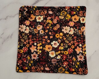 Orange Floral Potholders with Hidden Loops! Available as Single or Set of 2, Housewarming Gift for Friends