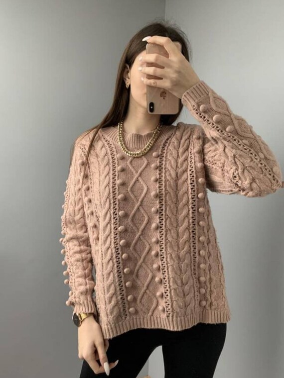BURBERRY sweater popcorn knit/knitted sweater/peac
