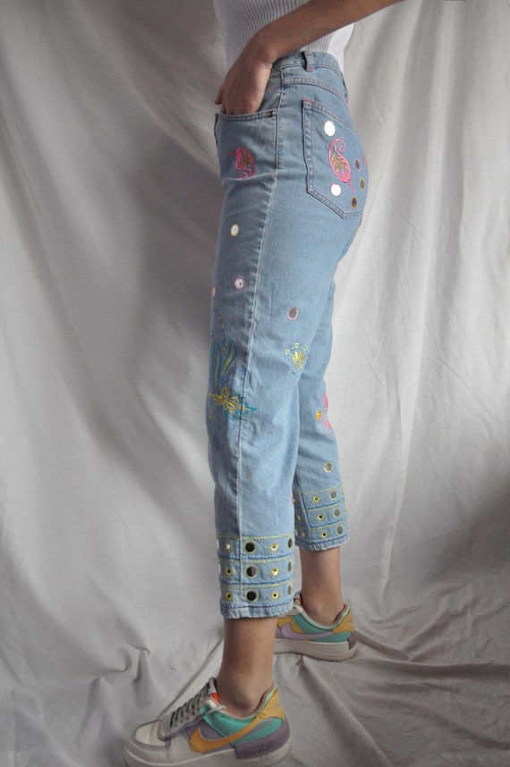 Escada jeans/embroidered hippie jeans