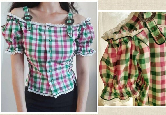 Vintage blouse dirndl Austrian Bavarian shirt