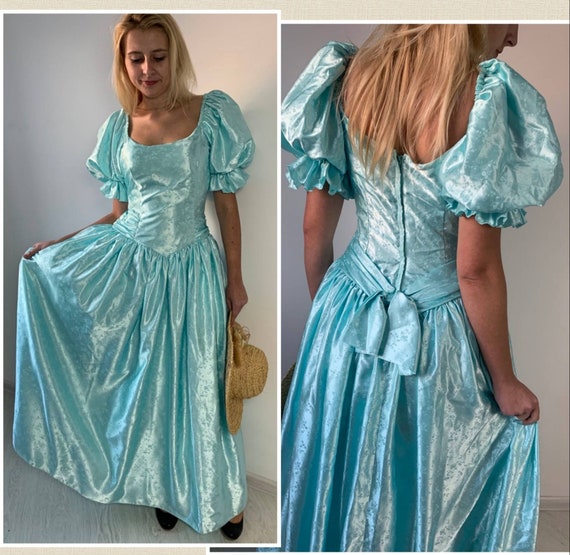 Ball gown dress/Victorian dress puff sleeves/Edwar