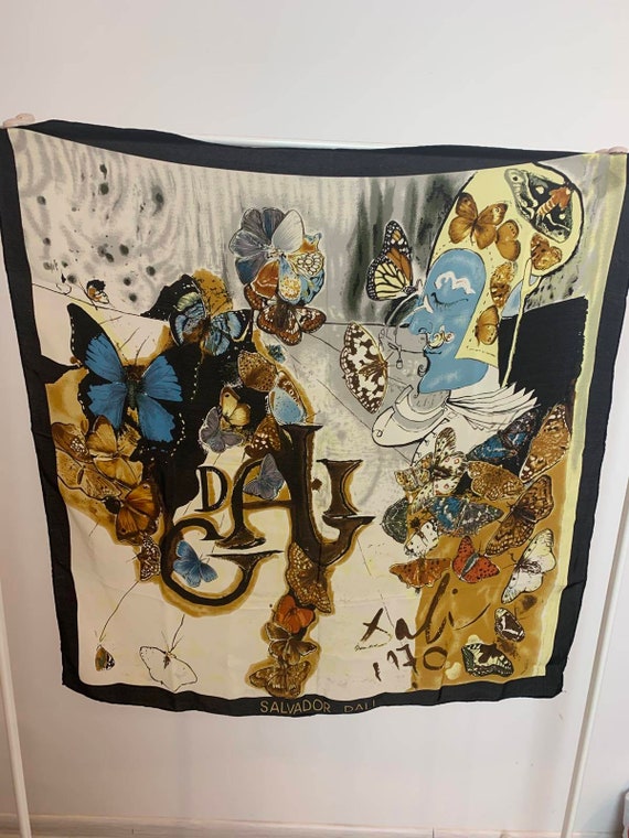 Salvador Dali silk scarf/vintage scarf/Salvador Da