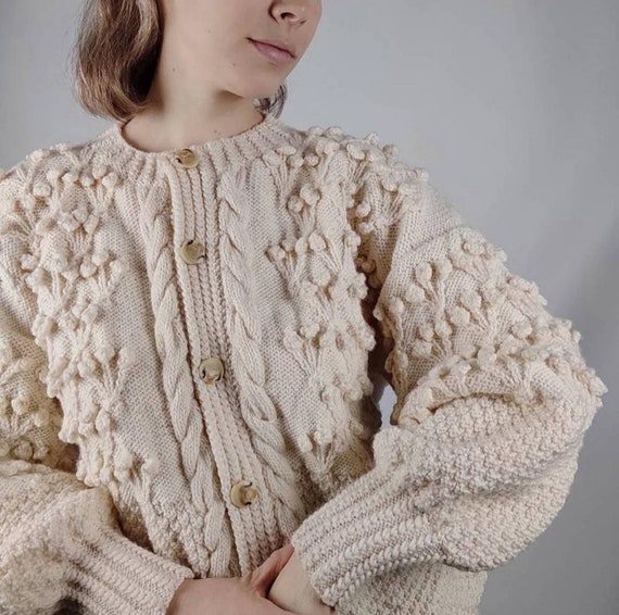 Vintage cardigan puff sleeves/trachten jacket/Aust