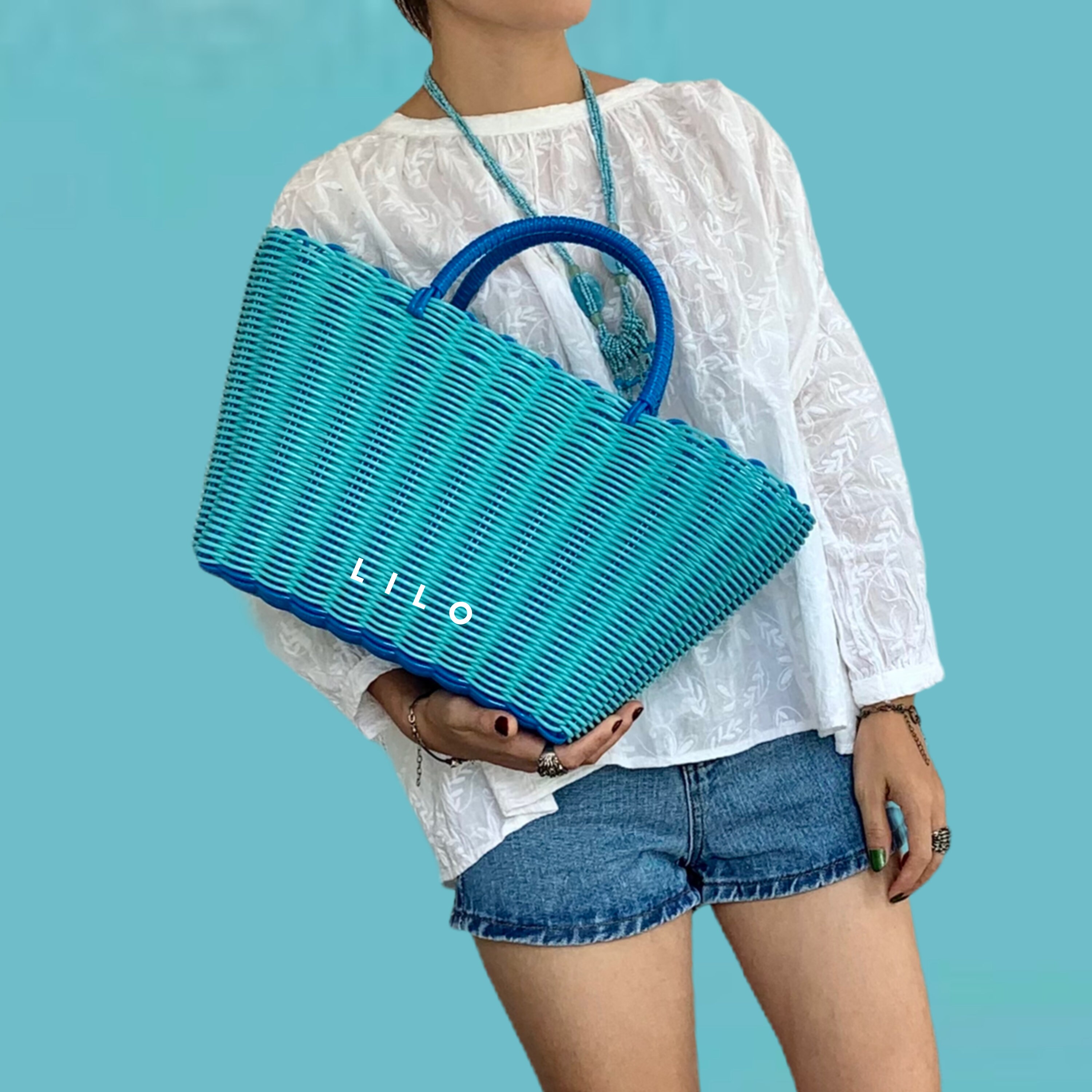 LILO PLASTIC WOVEN Beach Tote Bag I Recycled Plastic Picnic Etsy