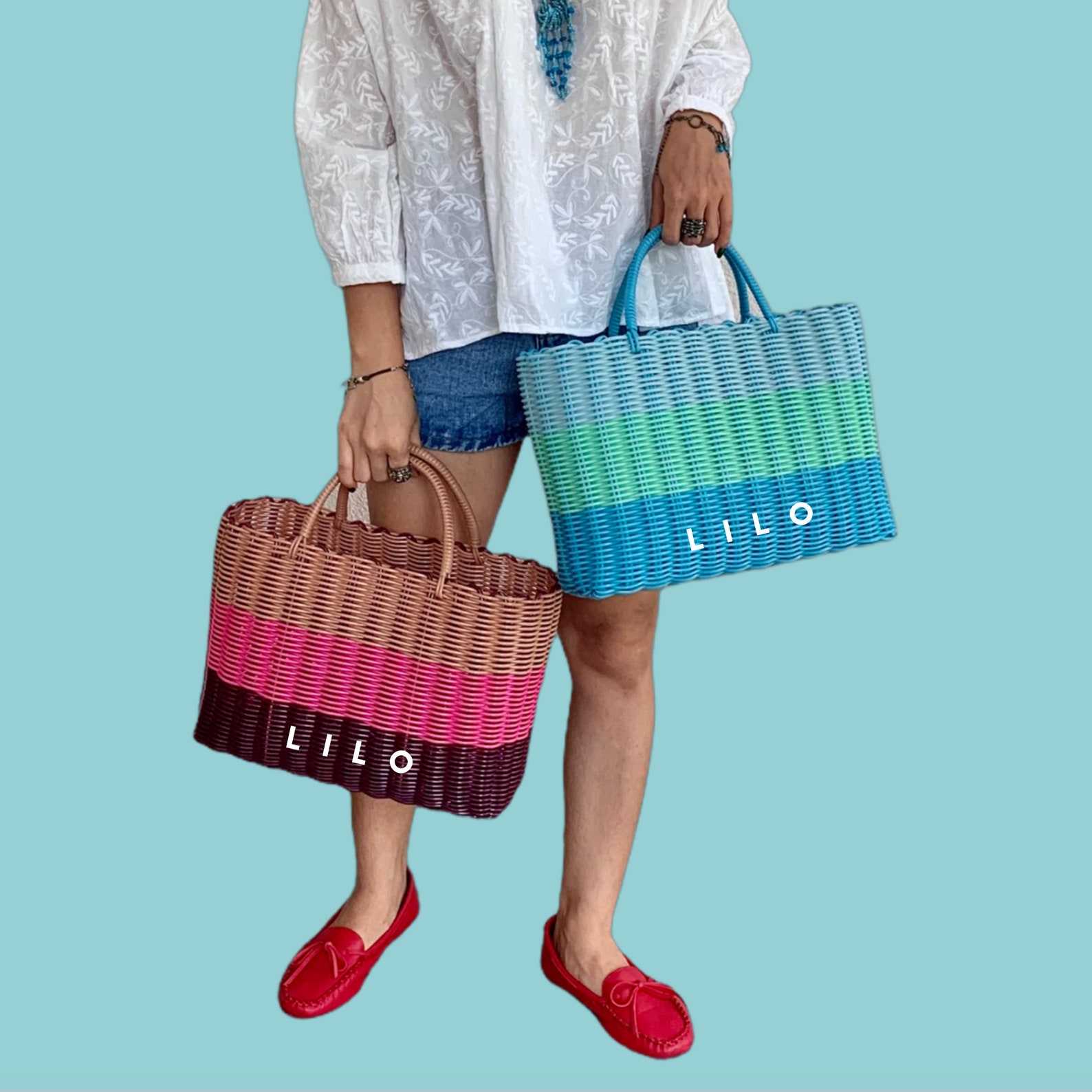 LILO WOVEN PLASTIC Beach Bag Handmade from Recycle Plastic Etsy