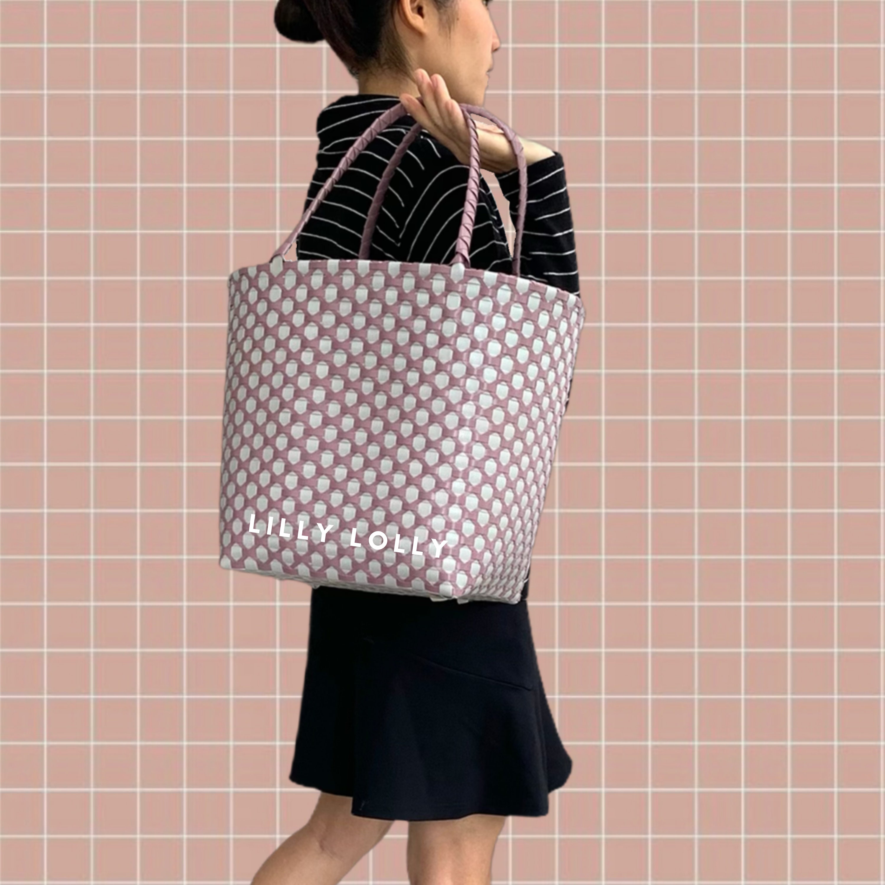 RECYCLE WOVEN PLASTIC Tote Bag Double Layers Weaving Mesh Etsy