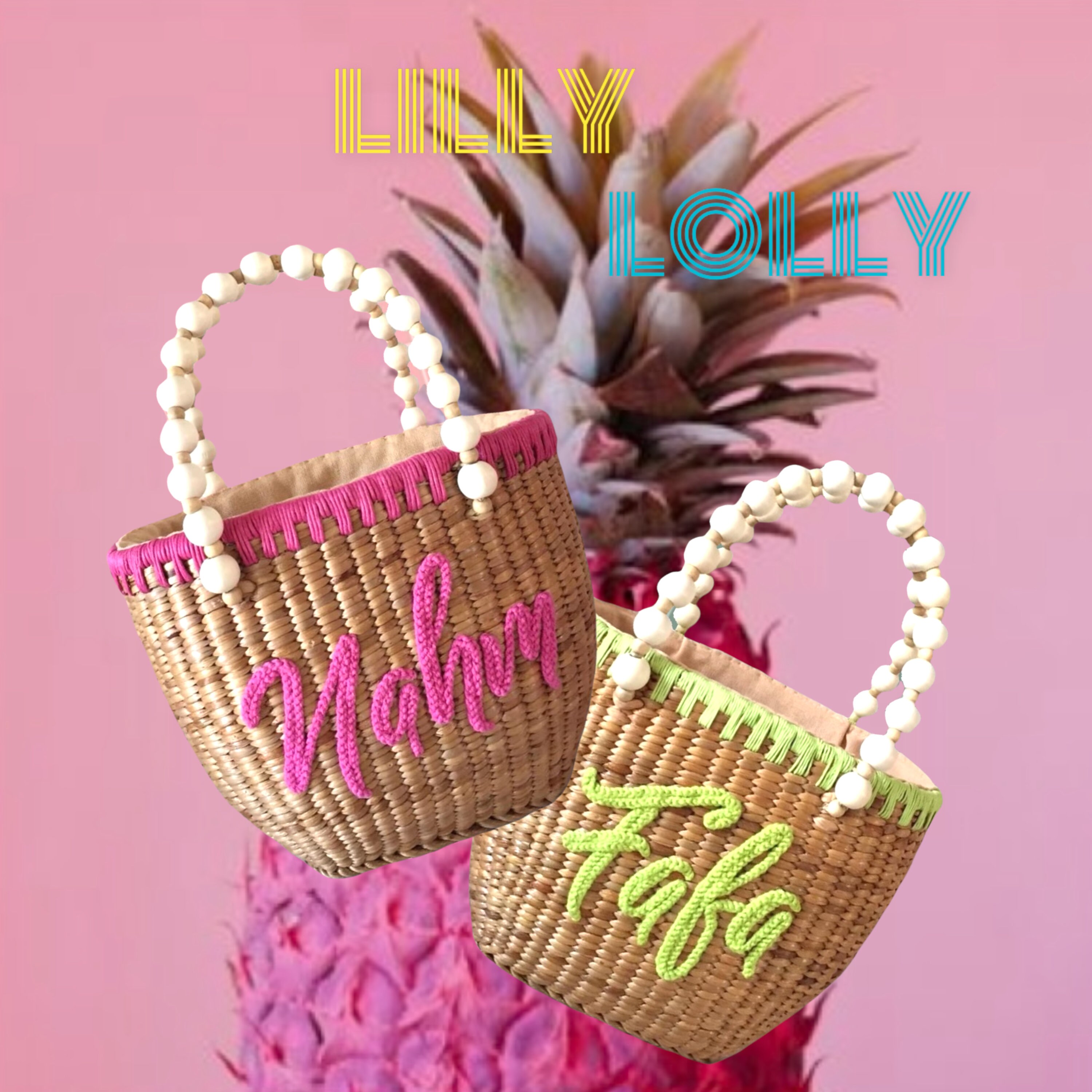 FAYRE BEADED TOP Handle Basket Bag L Monogram Tote Bag L Etsy