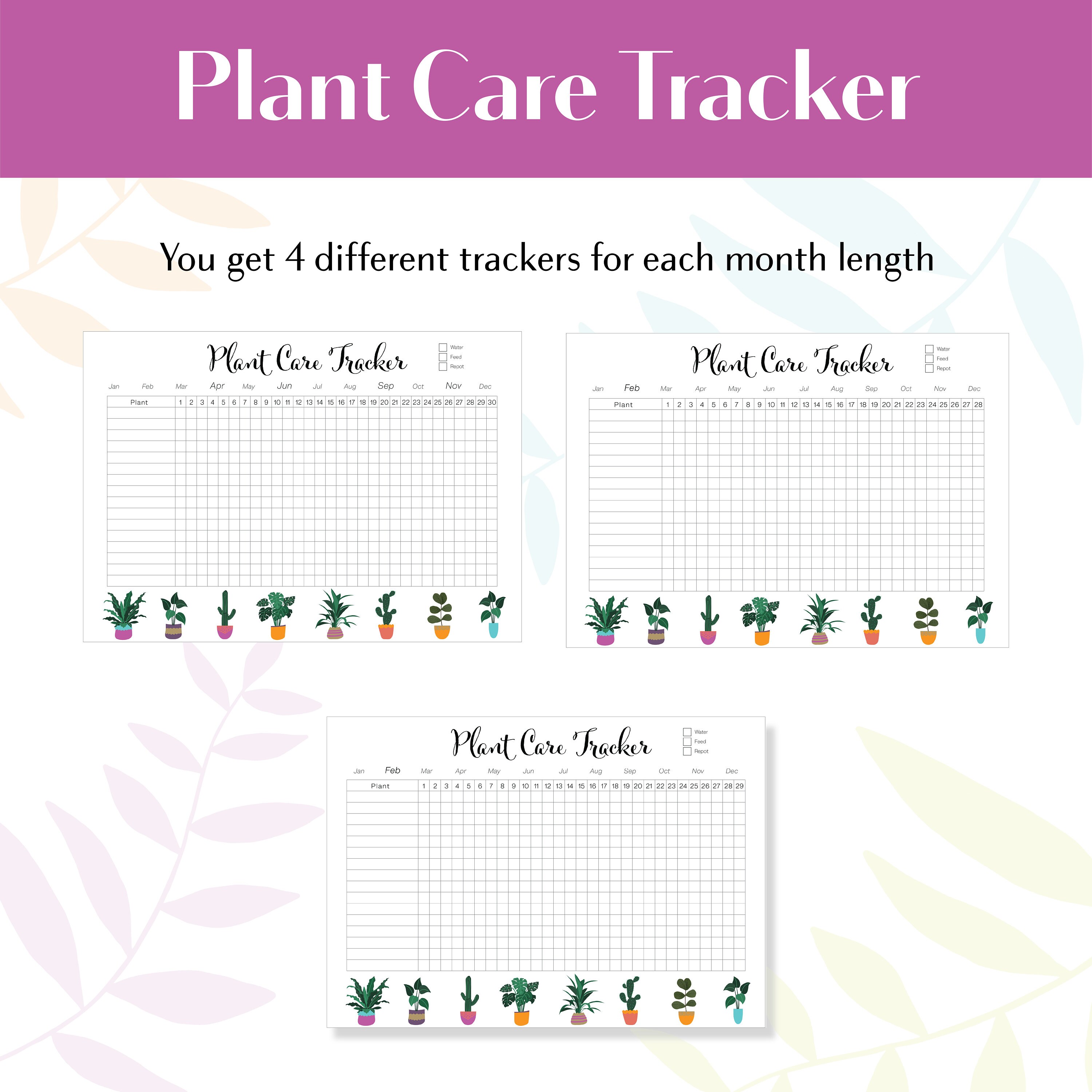 Plant Care Tracker Plant Calendar Tracker Plant -