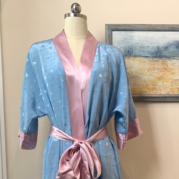 Lucie Ann Claire Sandra Pastel Blue and Pink Nightgown and Robe Set