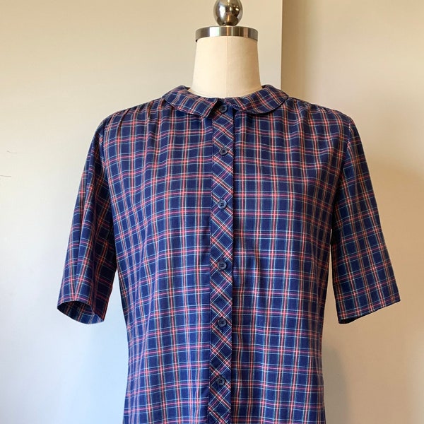 Vintage 70's Plaid Serbin Peter Pan Collar Dress