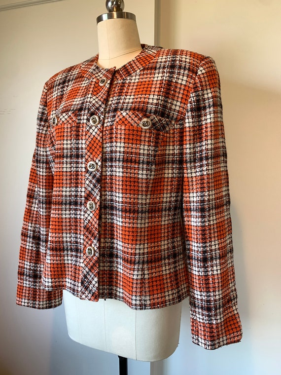 Vintage 90's Marcella Priani Orange and Black Plai