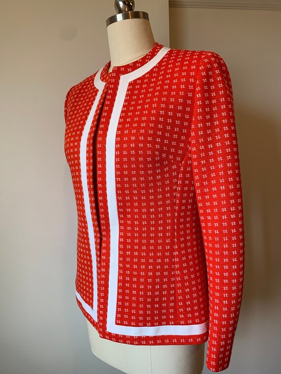 Vintage Doncaster Orange and White Knit Jacket - image 1