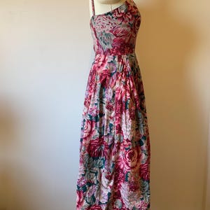 Vintage 80’s Laura Ashley Burgandy, Pink, Purple and Teal Floral Cotton Sundress image 5