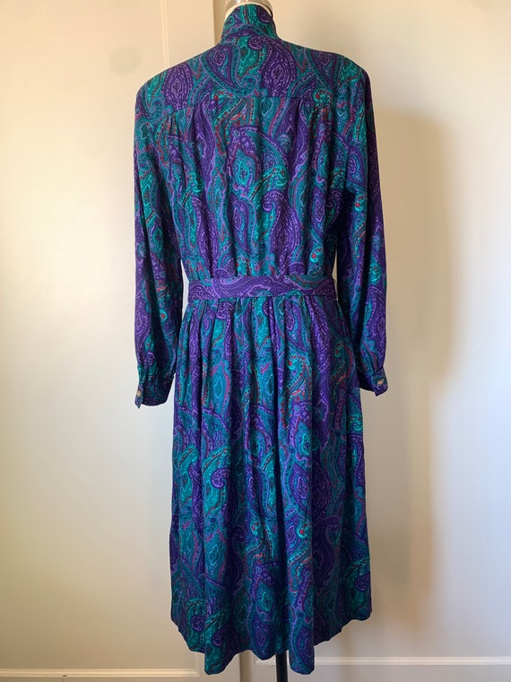 80's Don Elliot Purple and Green Paisley Shirtwai… - image 4