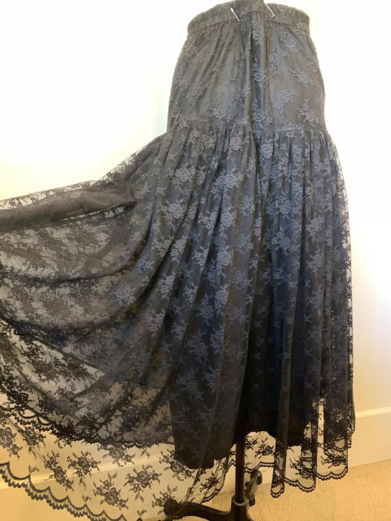 90's Etienne Brunel Black Lace Skirt - image 8