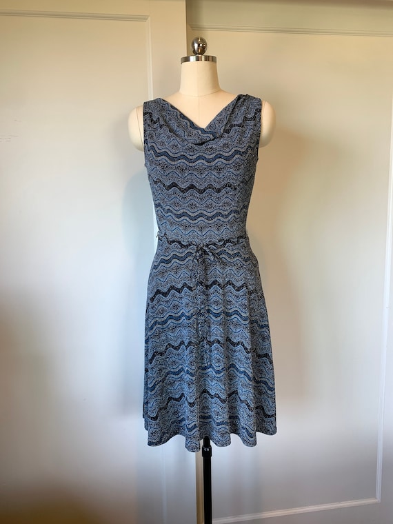 90's Sparkle Blue and Black La Belle Party Dress