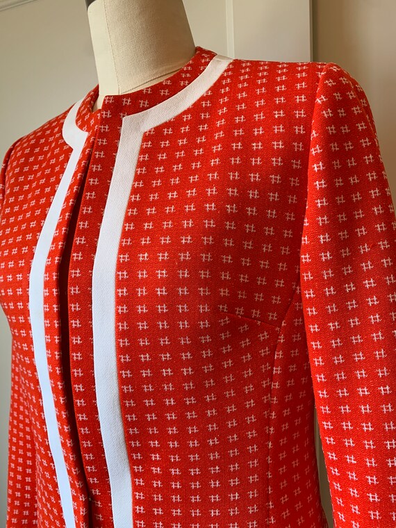 Vintage Doncaster Orange and White Knit Jacket - image 4