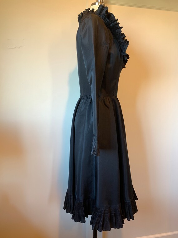 Victor Costa 70's Black Silk Cocktail Dress - image 3