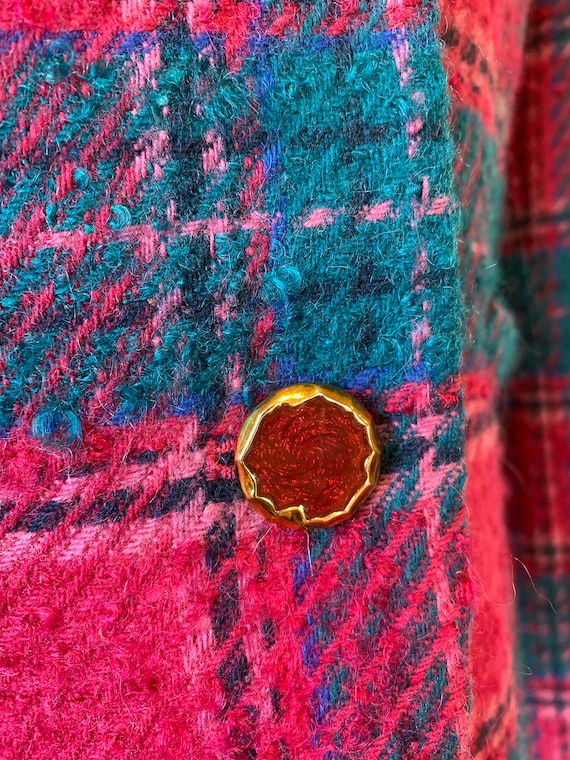 Vintage 80's Pendleton Raspberry and Green Plaid … - image 8