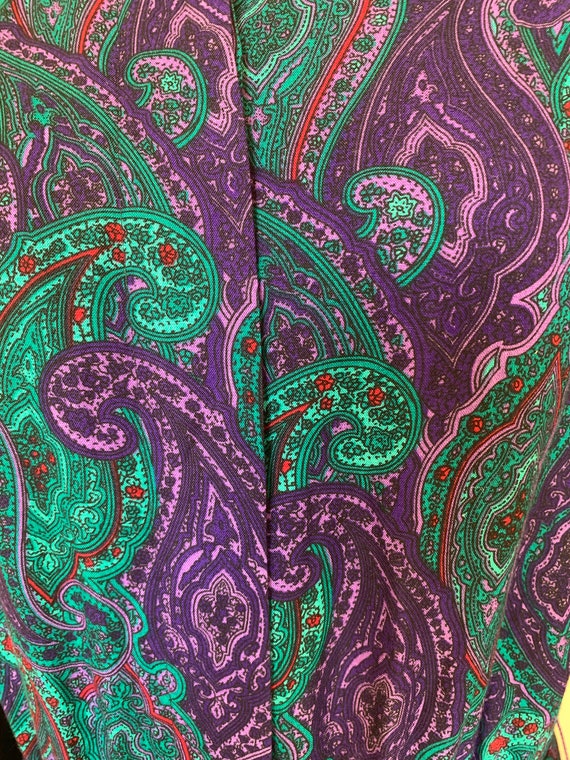 80's Don Elliot Purple and Green Paisley Shirtwai… - image 9