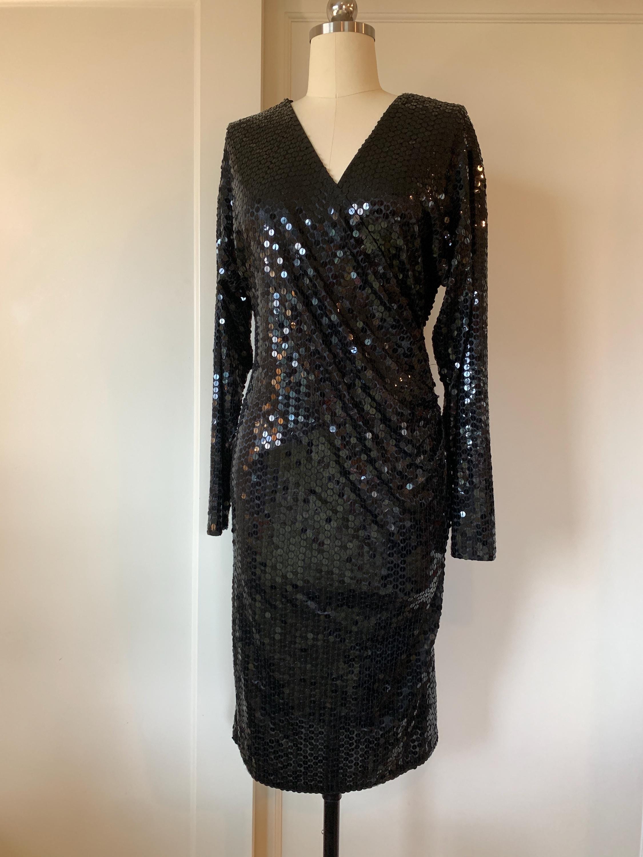 Vintage 80's Oleg Cassini Black Sequin Dress. - Etsy Vintage 80's Oleg Cassini Black Sequin Dress. - Etsy