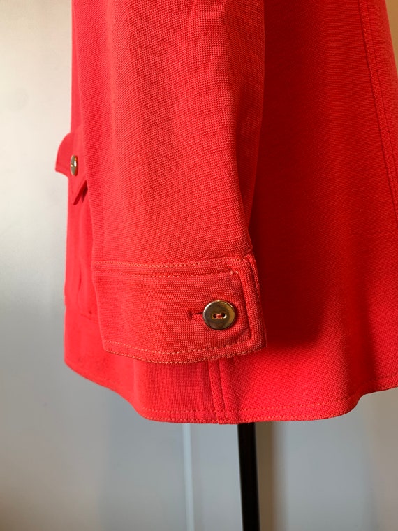 70's Red Wool Knit Shirt Jacket by Penny's Intern… - image 5