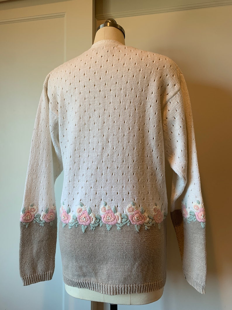 90's Chrysantheme Cottagecore Rose Embroidered Cardigan Etsy