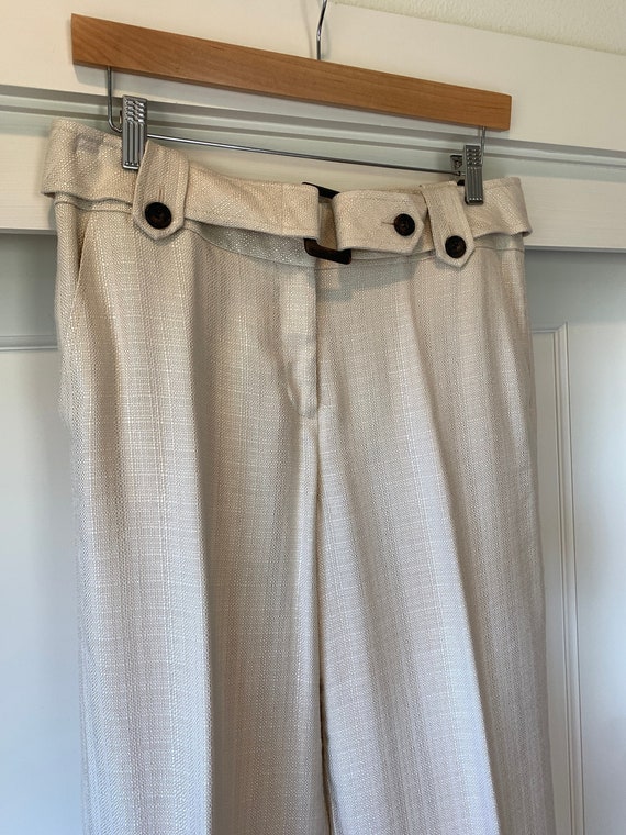 90's Oat Linen Wide Leg Pants High Rise Talbots Si