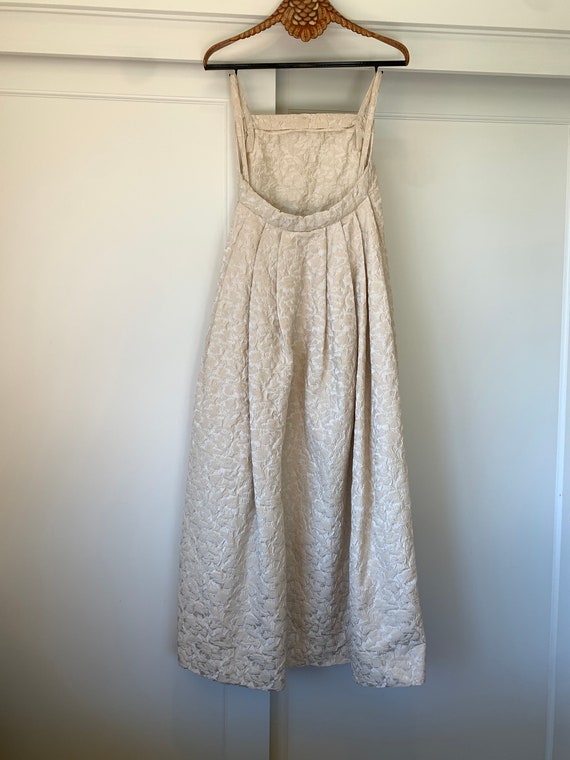 Vintage Ivory Damask Formal Dress 30" Bust - image 5