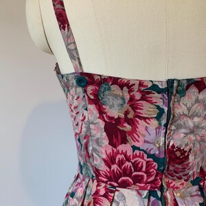 Vintage 80’s Laura Ashley Burgandy, Pink, Purple and Teal Floral Cotton Sundress image 9