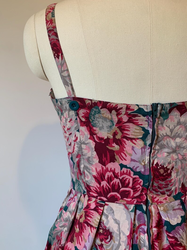 Vintage 80’s Laura Ashley Burgandy, Pink, Purple and Teal Floral Cotton Sundress image 9