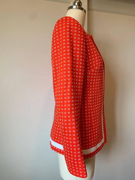 Vintage Doncaster Orange and White Knit Jacket - image 5