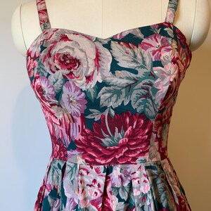 Vintage 80’s Laura Ashley Burgandy, Pink, Purple and Teal Floral Cotton Sundress image 2