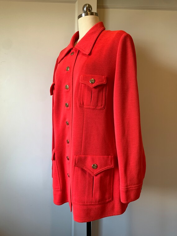 70's Red Wool Knit Shirt Jacket by Penny's Intern… - image 2