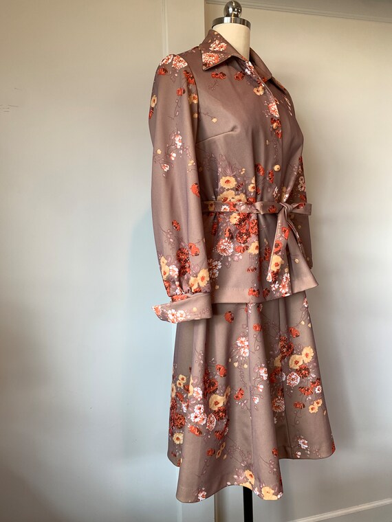 70's Floral Dress Suit with Matching Belt - image 5