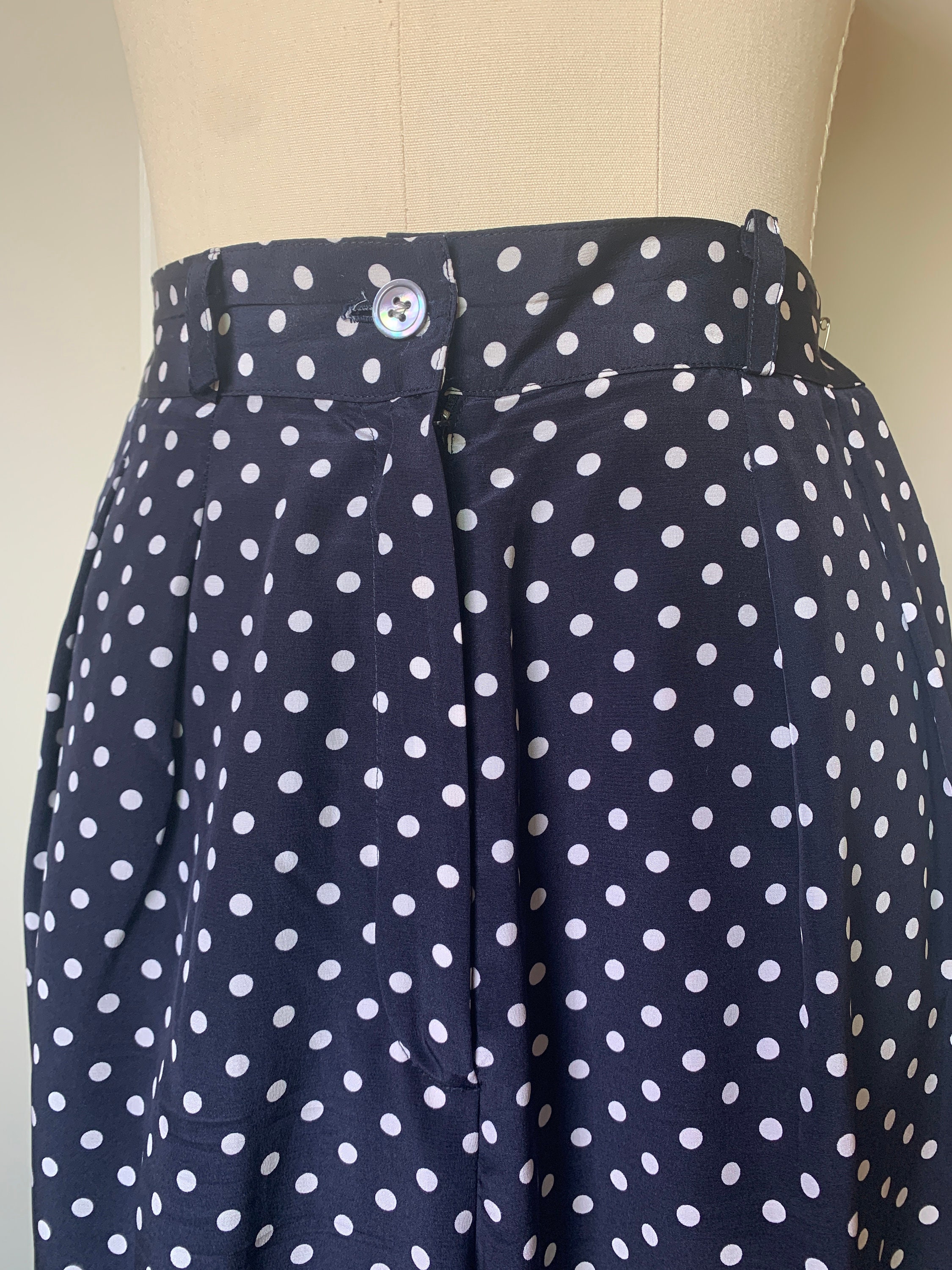 80's Polka Dot Silk Pants Adrienne Vittadini - Etsy