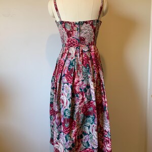 Vintage 80’s Laura Ashley Burgandy, Pink, Purple and Teal Floral Cotton Sundress image 6