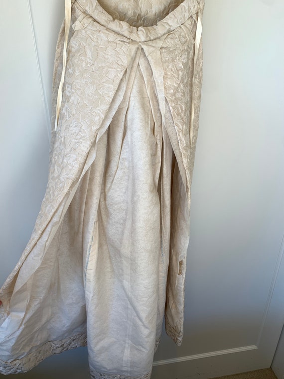 Vintage Ivory Damask Formal Dress 30" Bust - image 8