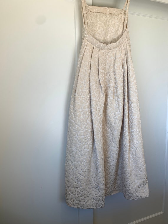 Vintage Ivory Damask Formal Dress 30" Bust - image 7