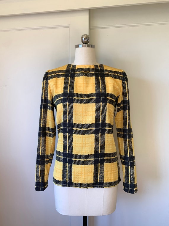 70's J Tiktiner Black and Yellow Silk Blouse Sold 