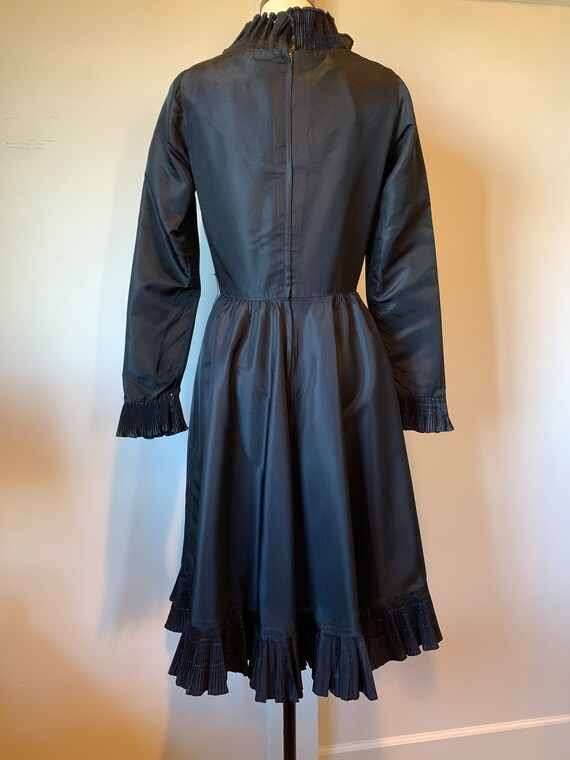 Victor Costa 70's Black Silk Cocktail Dress - image 4