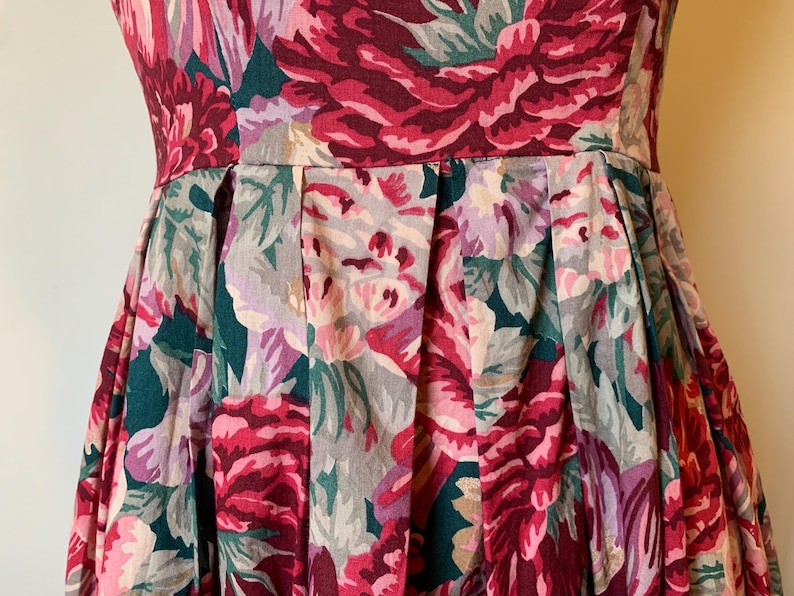 Vintage 80’s Laura Ashley Burgandy, Pink, Purple and Teal Floral Cotton Sundress image 8